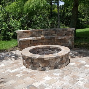 Cozy Firepit and Stone Bench