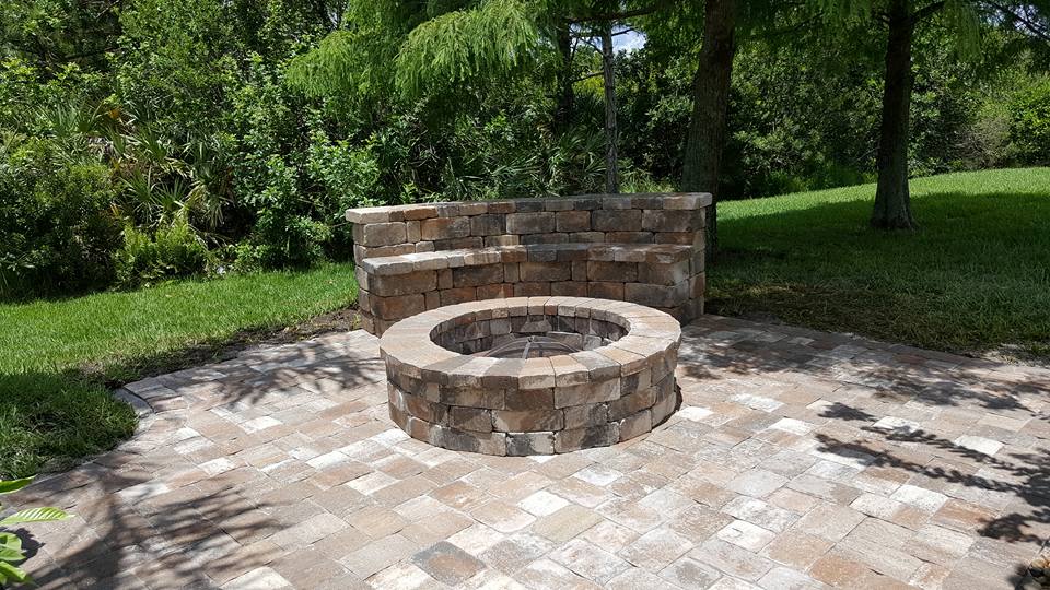 Fire Pit and Paver Bench